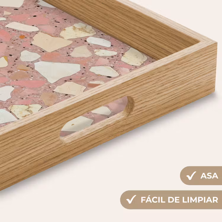 Bandeja - Rosa - Decoración - Piedras - Terrazo — 8