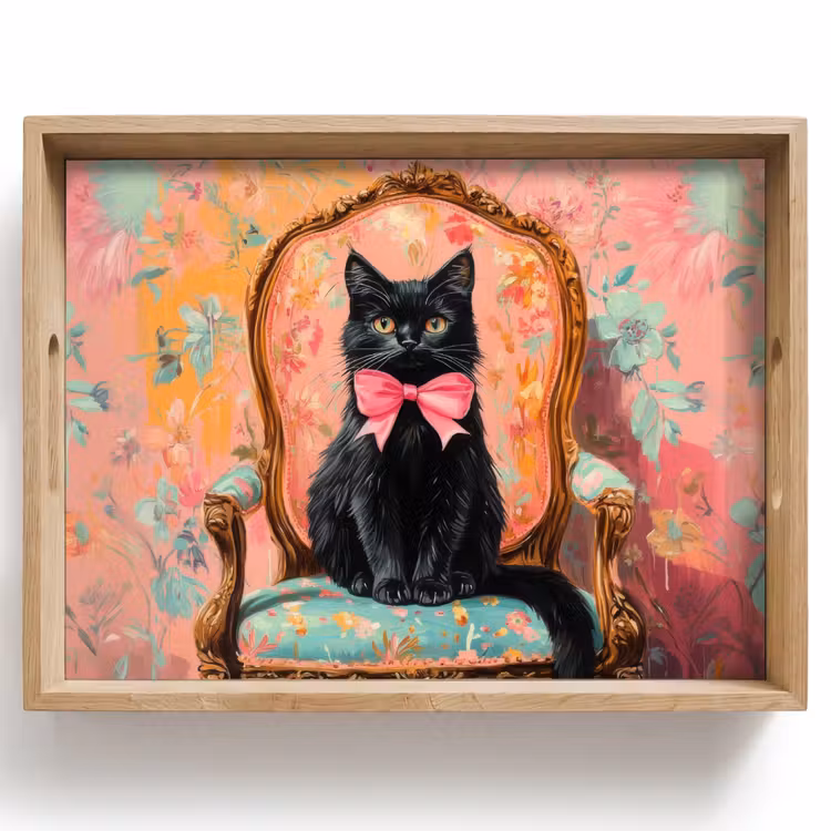 Bandeja - Cat - Rosa - Silla con diseño floral — 1