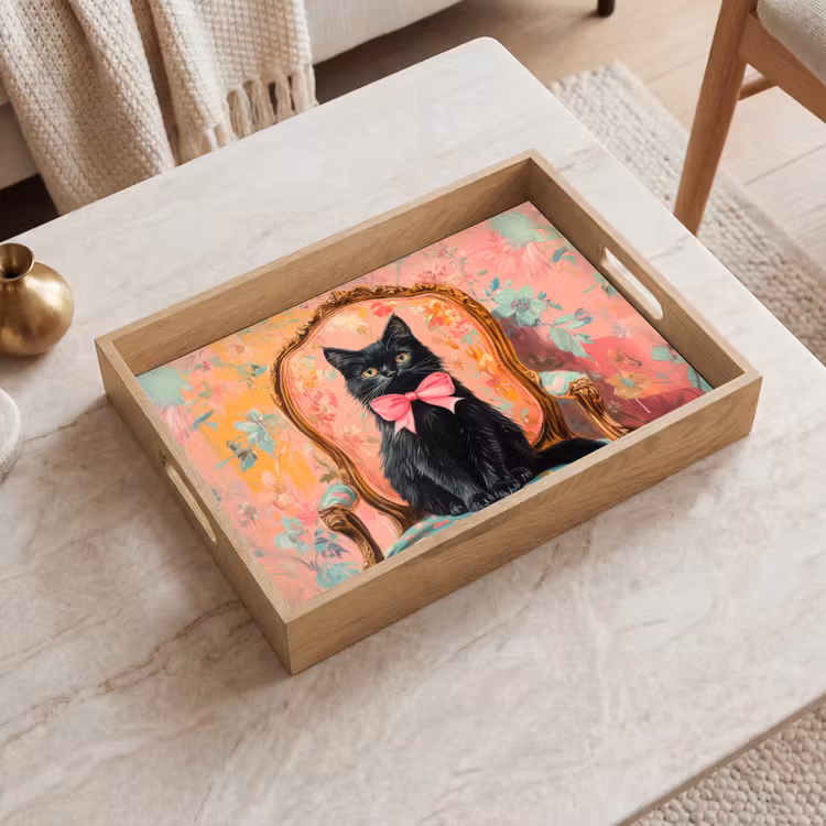 Bandeja - Cat - Rosa - Silla con diseño floral — 2