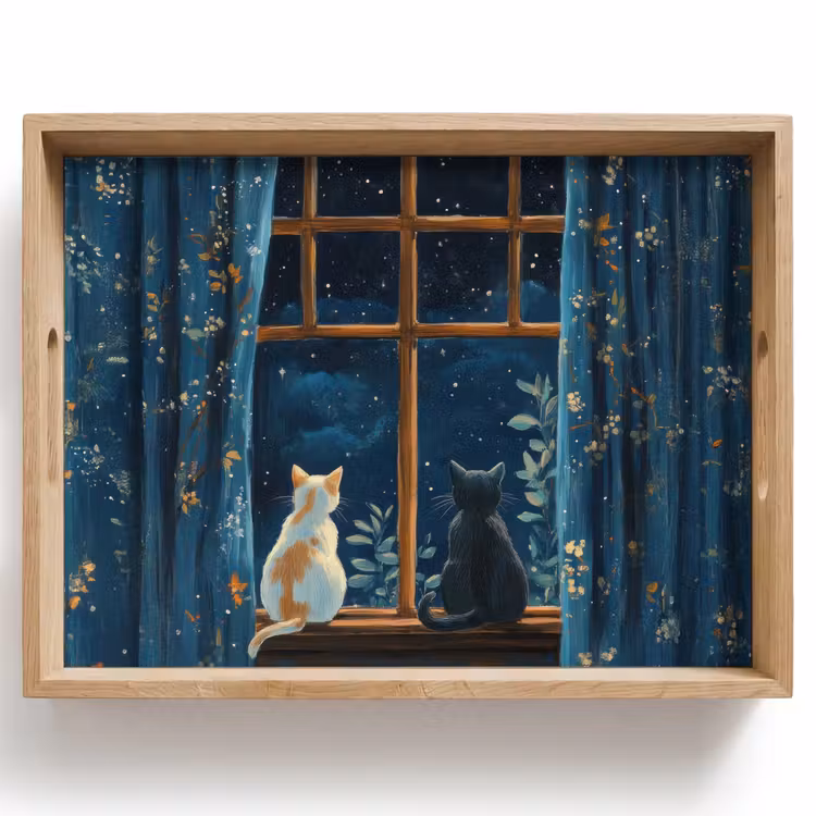 Bandeja - Gato - Cielo estrellado - Azul — 1
