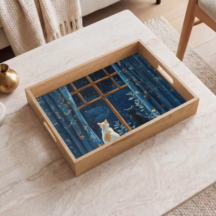 Bandeja - Gato - Cielo estrellado - Azul — 2