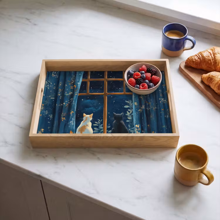 Bandeja - Gato - Cielo estrellado - Azul — 3