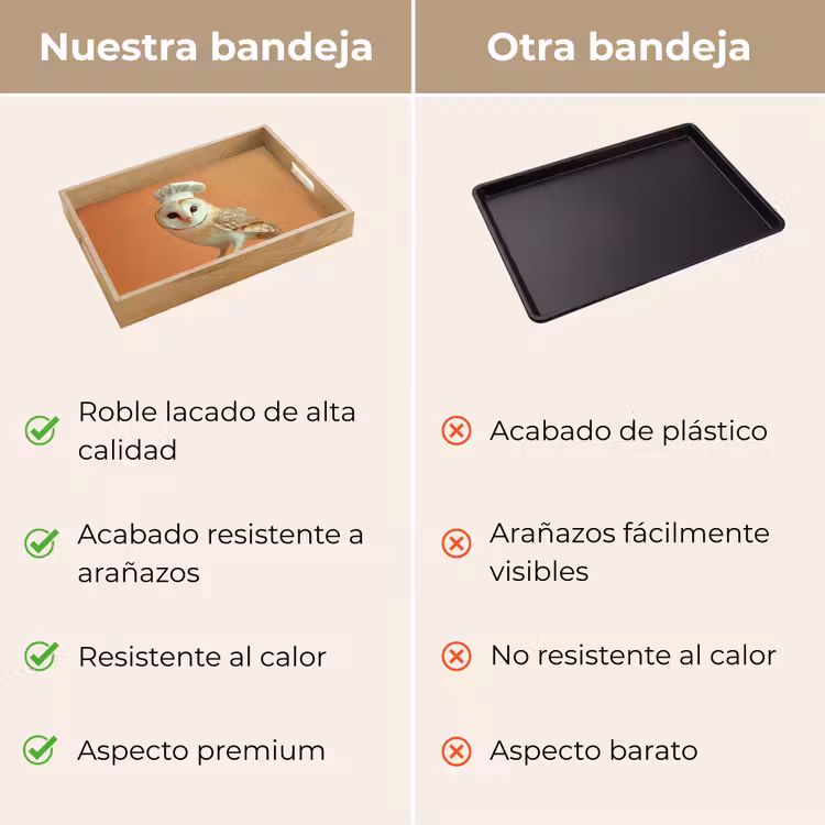 Bandeja - Lechuza - Gorro de cocinero - Naranja - Pájaro — 9