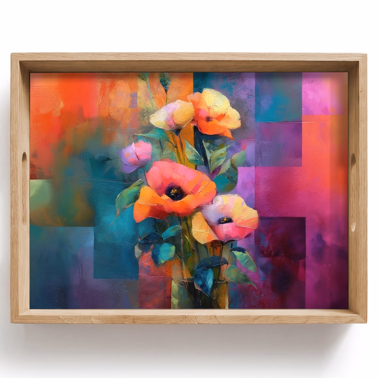 Bandeja - Hojas de colores geométricas - Modernas - Flores de fantasía — 1