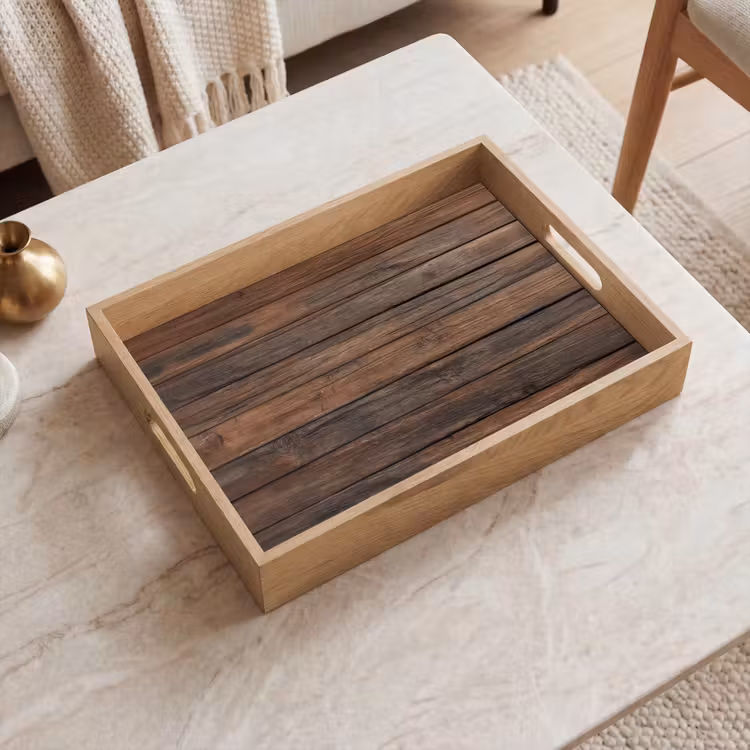 Bandeja - Patrón de tablones de madera - Calidez - Natural — 2