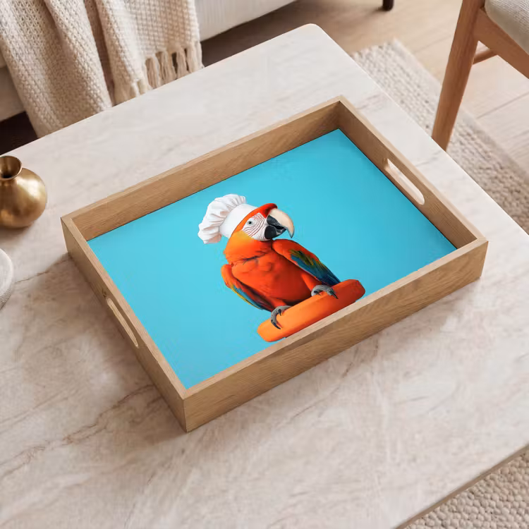 Bandeja - Ara - Gorro de cocinero - Pedestal - Divertido — 2