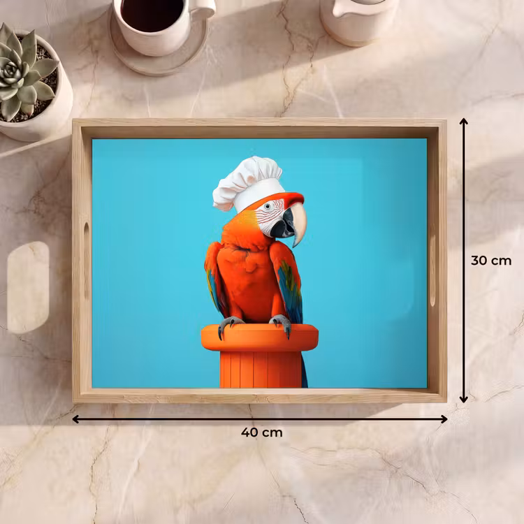 Bandeja - Ara - Gorro de cocinero - Pedestal - Divertido — 7