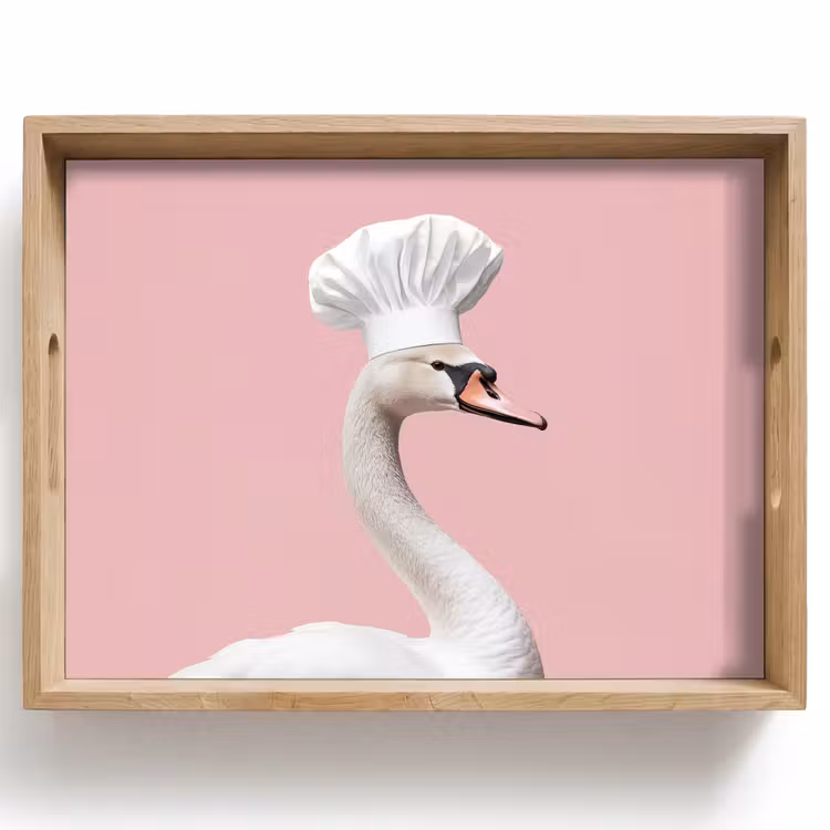 Bandeja - Cisne - Gorro de cocinero - Precioso - Clásico — 1
