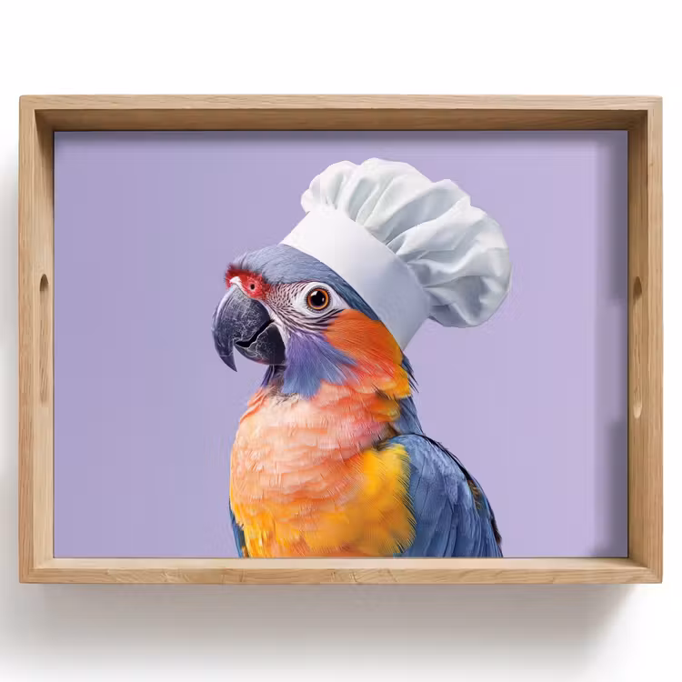 Bandeja - Loro - Gorro de cocinero - Morado - Lindo — 1