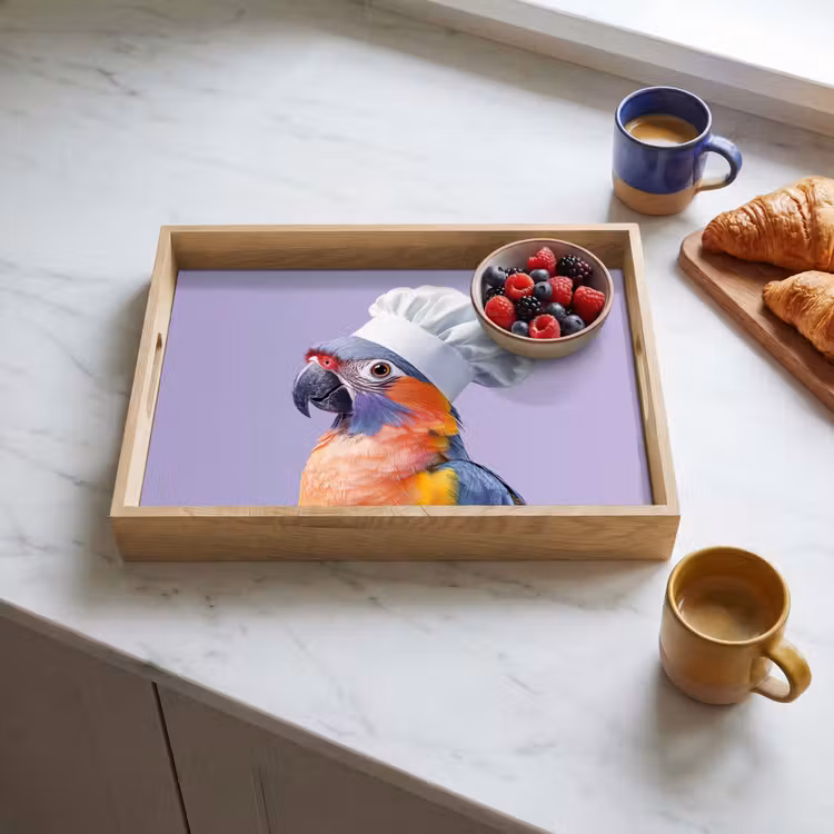 Bandeja - Loro - Gorro de cocinero - Morado - Lindo — 3
