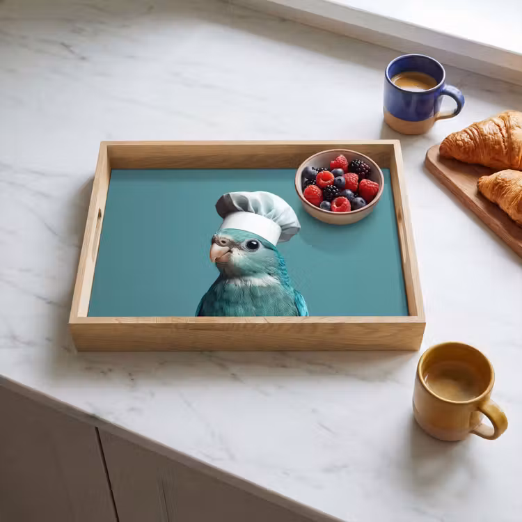 Bandeja - Periquito - Pájaro - Gorro de cocinero - Lindo — 3