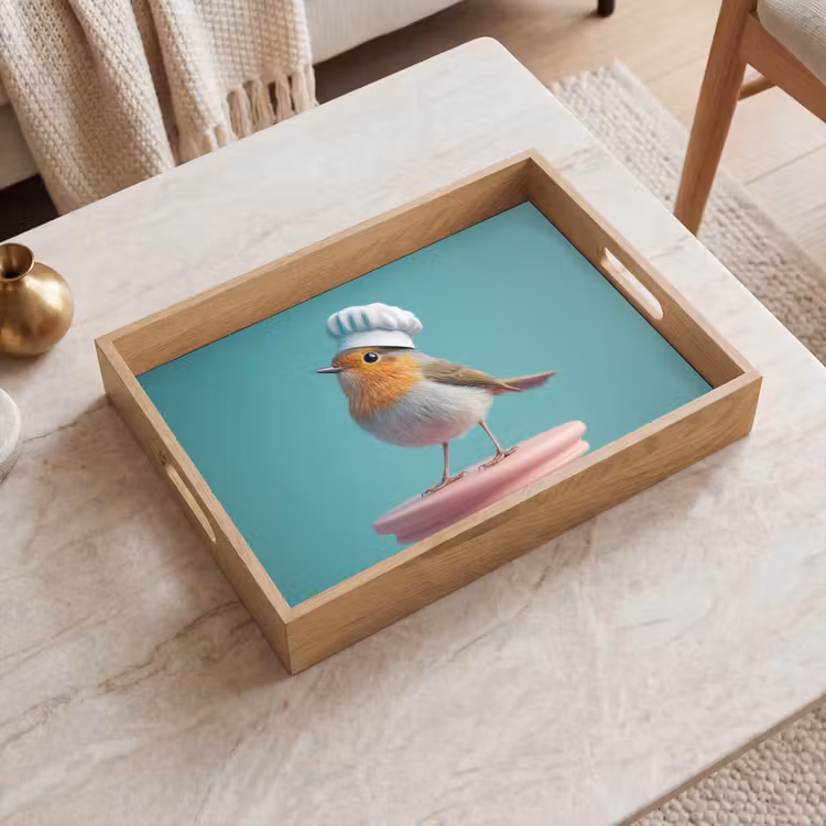 Bandeja - Robin - Pájaro - Gorro de cocinero - Pedestal — 2