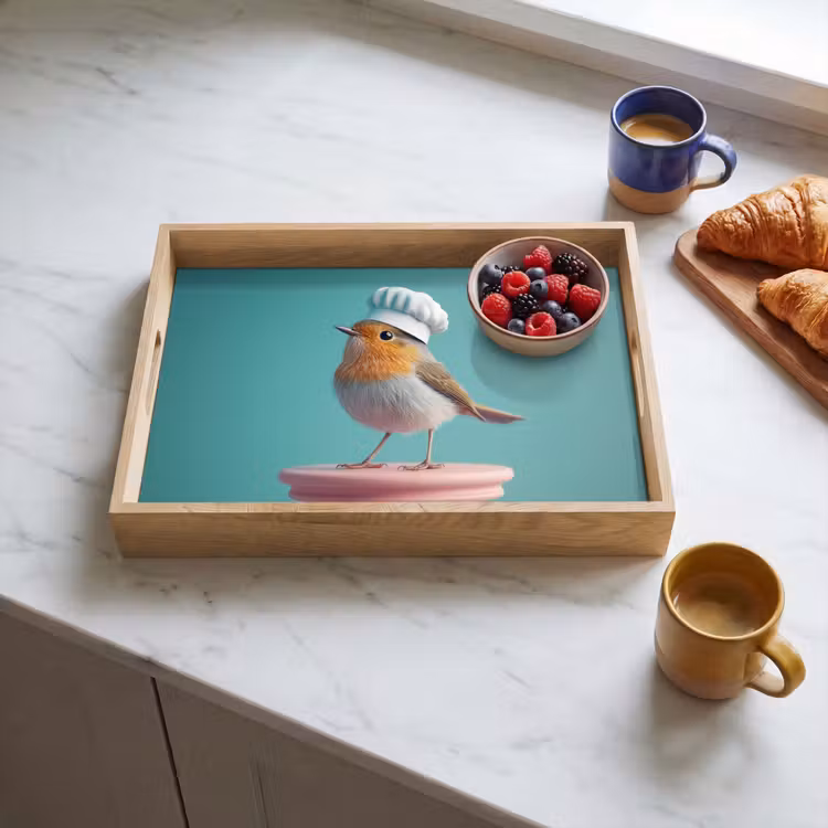 Bandeja - Robin - Pájaro - Gorro de cocinero - Pedestal — 3