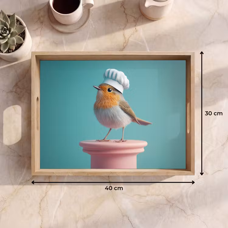 Bandeja - Robin - Pájaro - Gorro de cocinero - Pedestal — 7