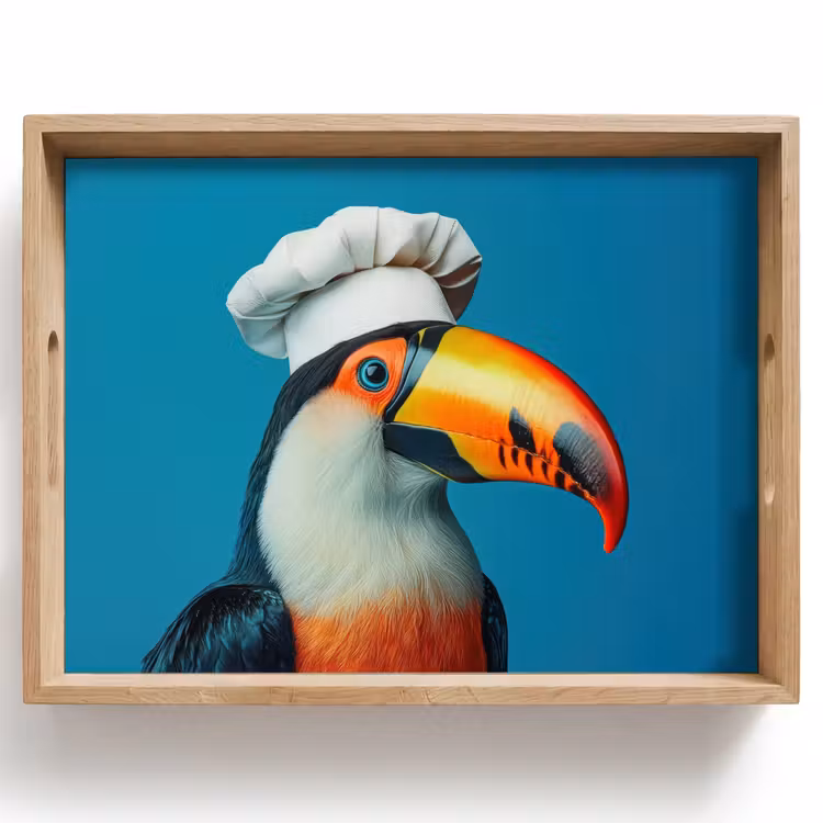 Bandeja - Tucán - Loro - Pájaro - Gorro de cocinero — 1