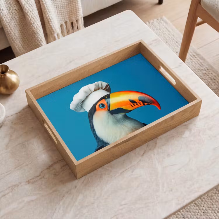 Bandeja - Tucán - Loro - Pájaro - Gorro de cocinero — 2