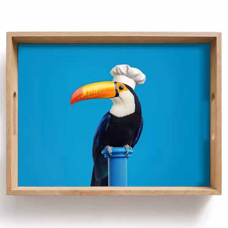 Bandeja - Tucán - Pedestal - Pájaro - Gorro de cocinero — 1