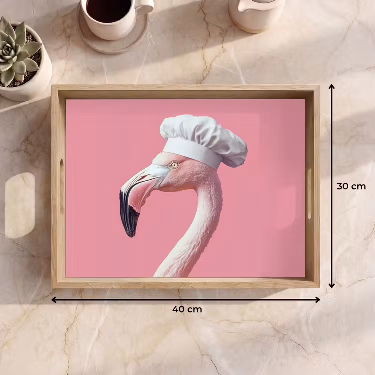 Bandeja - Flamingo - Rosa - Gorro de cocinero - Pájaro — 7
