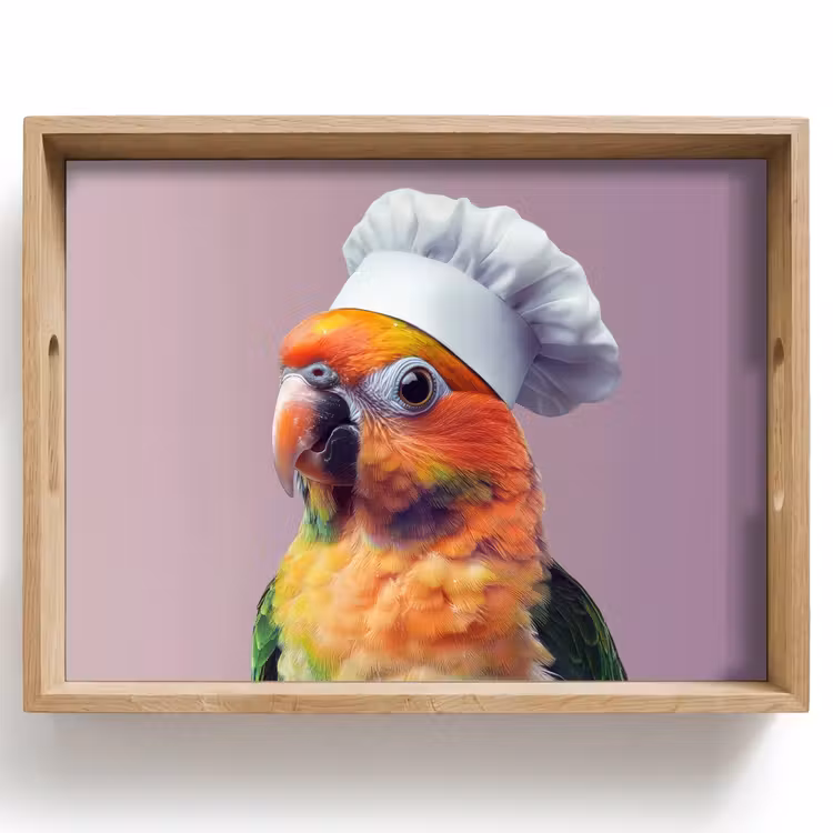 Bandeja - Loro - Gorro de cocinero - Curioso - Pájaro — 1