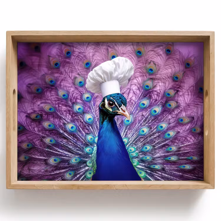 Bandeja - Pavo real - Gorro de cocinero - Cool - Morado — 1