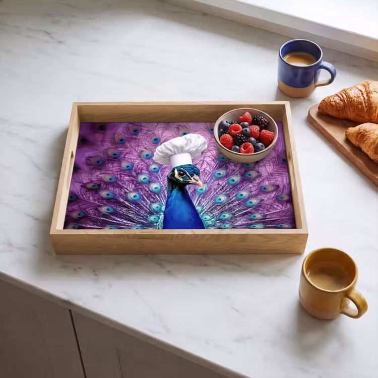 Bandeja - Pavo real - Gorro de cocinero - Cool - Morado — 3