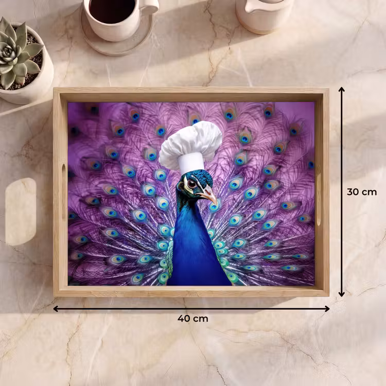 Bandeja - Pavo real - Gorro de cocinero - Cool - Morado — 7