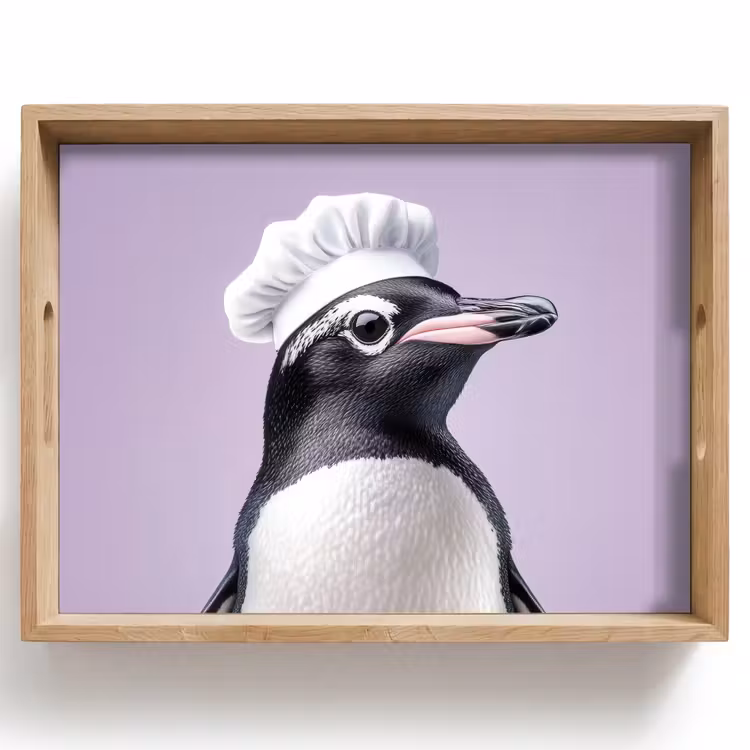 Bandeja - Penguin - Gorro de cocinero - Dulce - Morado — 1