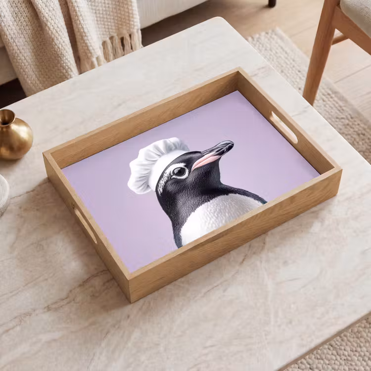 Bandeja - Penguin - Gorro de cocinero - Dulce - Morado — 2