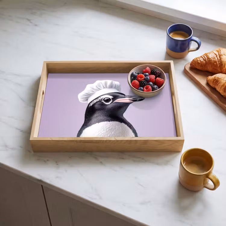 Bandeja - Penguin - Gorro de cocinero - Dulce - Morado — 3