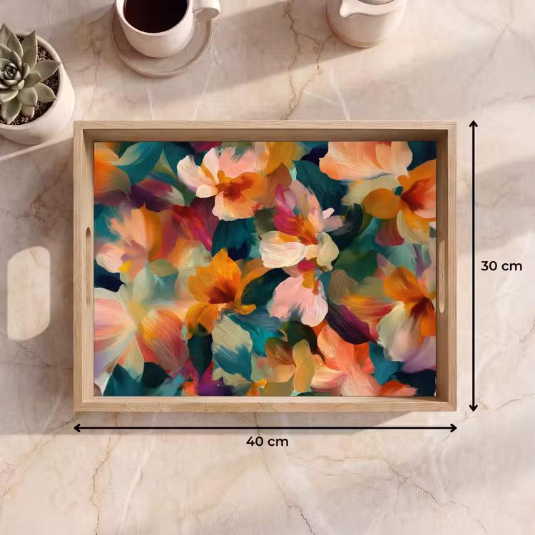 Bandeja - Armonioso - Flores abstractas - Tonos cálidos — 7