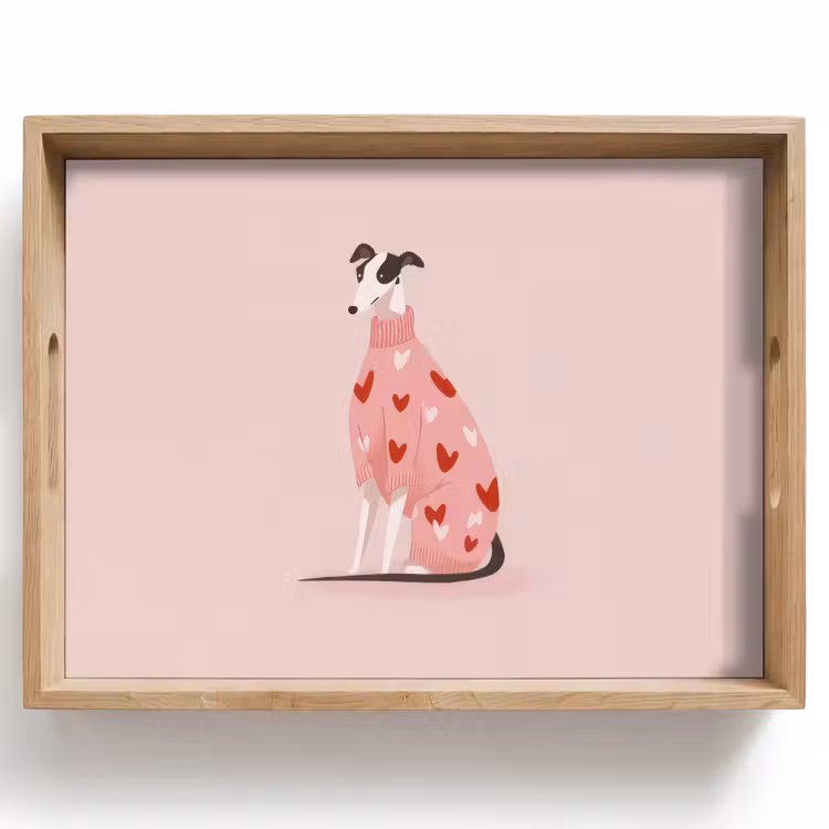 Bandeja - Perro - Corazones - Rosa — 1