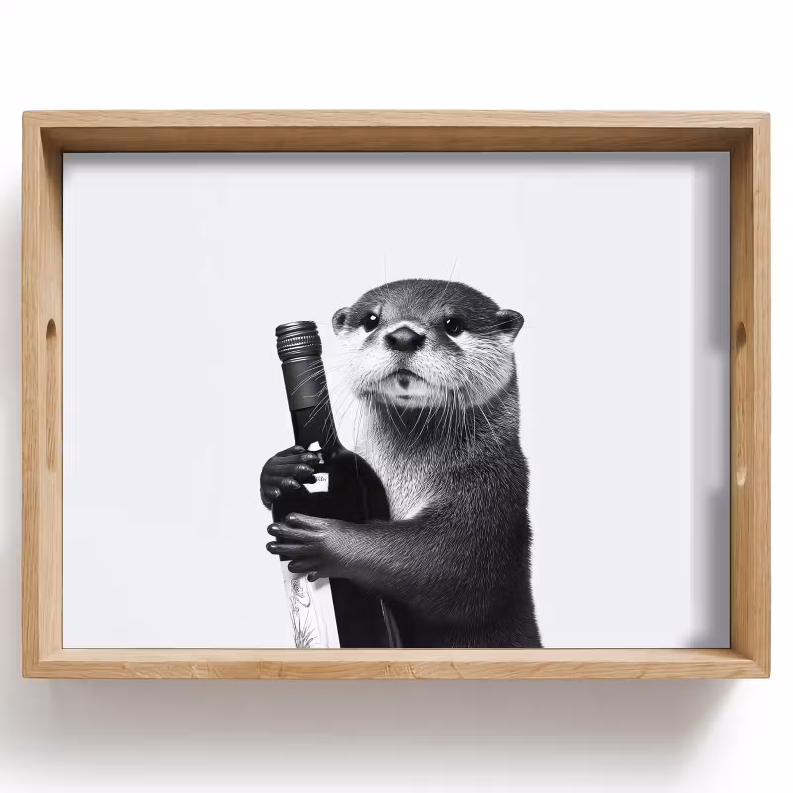 Bandeja - Botella de vino - Nutria - Negro — 1