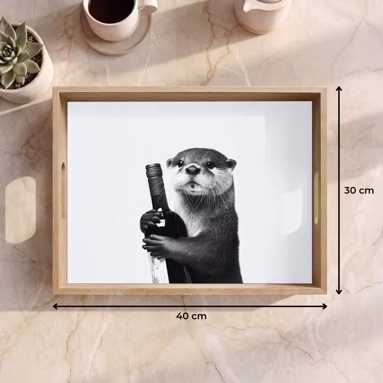 Bandeja - Botella de vino - Nutria - Negro — 7