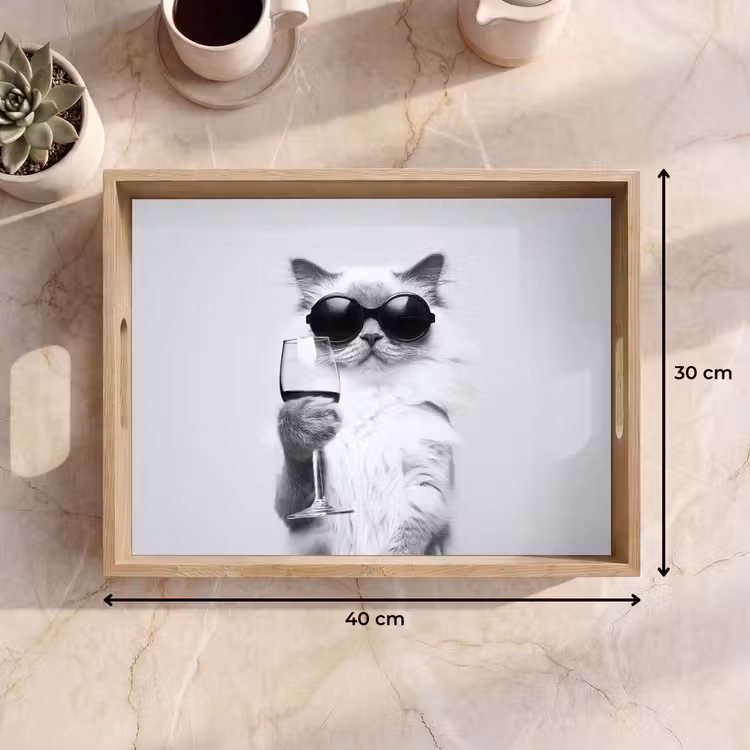 Bandeja - Gato - Gafas de sol - Copa de vino - Pelo largo — 7