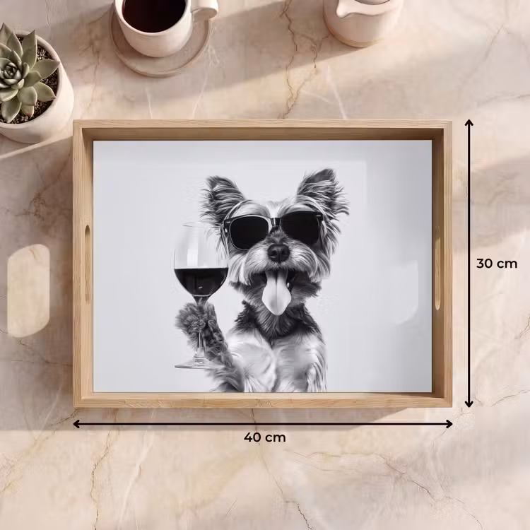 Bandeja - Perro - Copa de vino - Gafas de sol - Entusiasta — 7