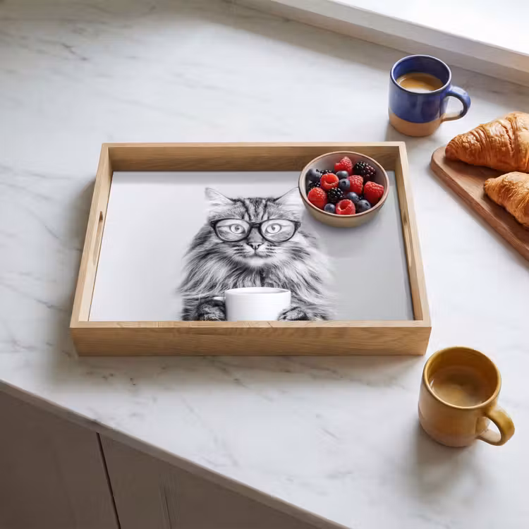 Bandeja - Gato - Gafas - Taza - Fluffy — 3