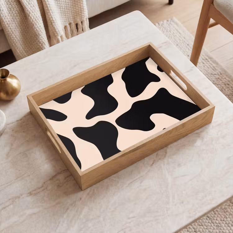 Bandeja - Motivo de lunares - Vaca - Beige — 2