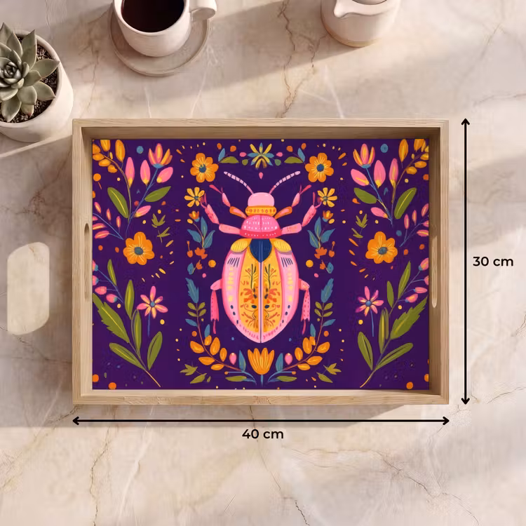 Bandeja - Escarabajo - Colores vivos - Flores - Hojas — 7