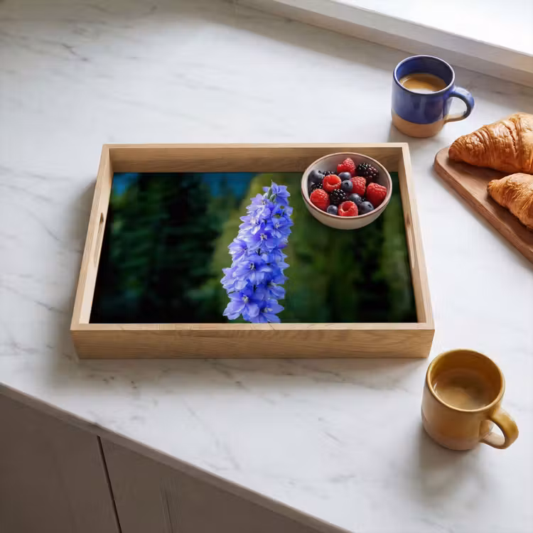Bandeja - Flores - Azul - Pino — 3