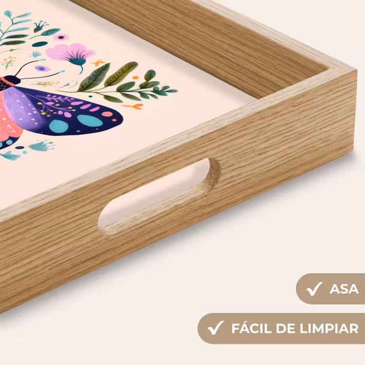 Bandeja - Flores - Hojas - Mariposa - Colorido — 8