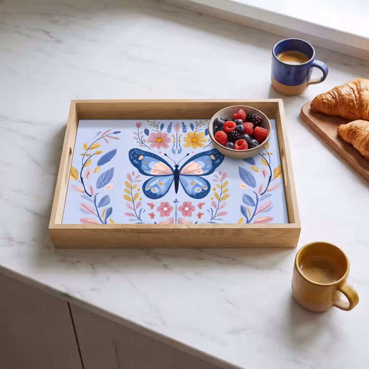 Bandeja - Mariposa - Azul claro - Ornamental - Flores — 3