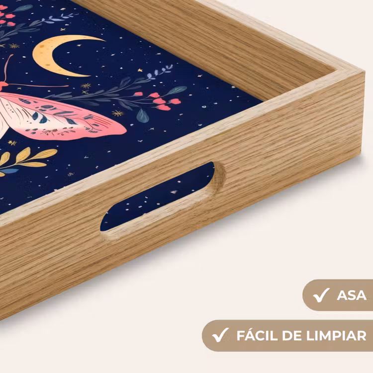 Bandeja - Mariposa - Luna - Flores - Cielo estrellado — 8