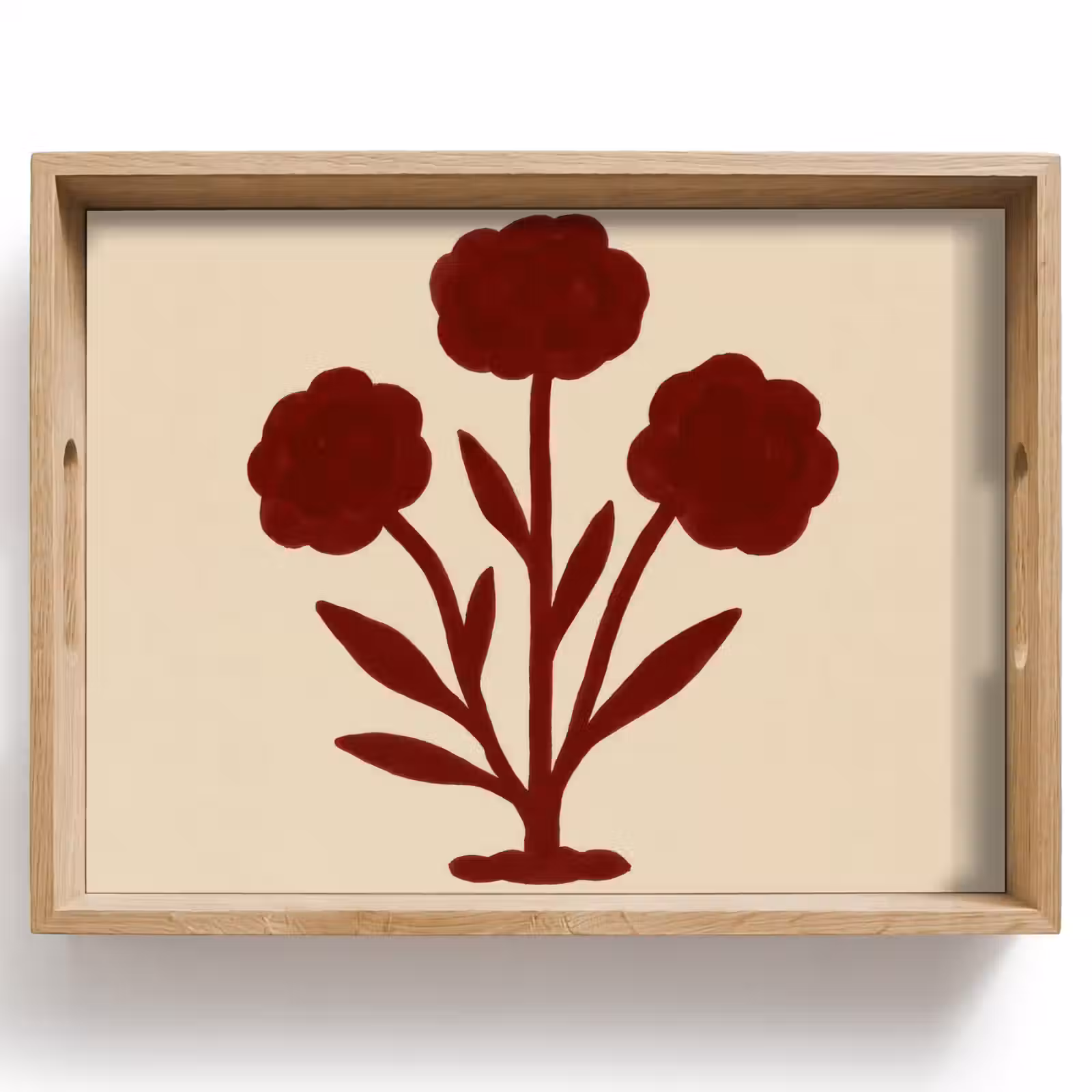 Bandeja - Flores - Hojas - Rojo - Minimalista — 1