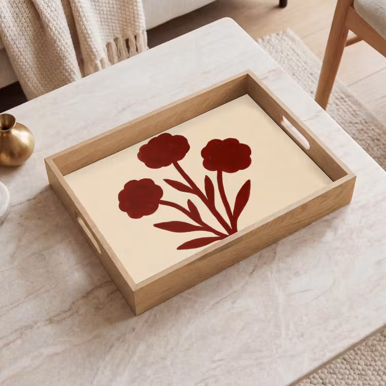 Bandeja - Flores - Hojas - Rojo - Minimalista — 2