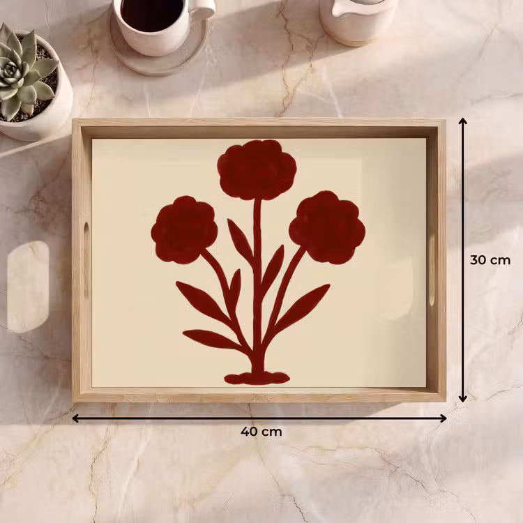 Bandeja - Flores - Hojas - Rojo - Minimalista — 7