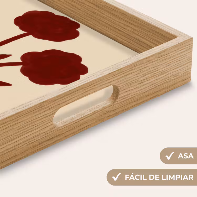 Bandeja - Flores - Hojas - Rojo - Minimalista — 8