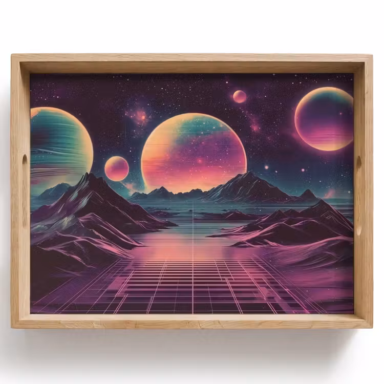 Bandeja - Paisaje - Planetas - Horizonte - Morado — 1