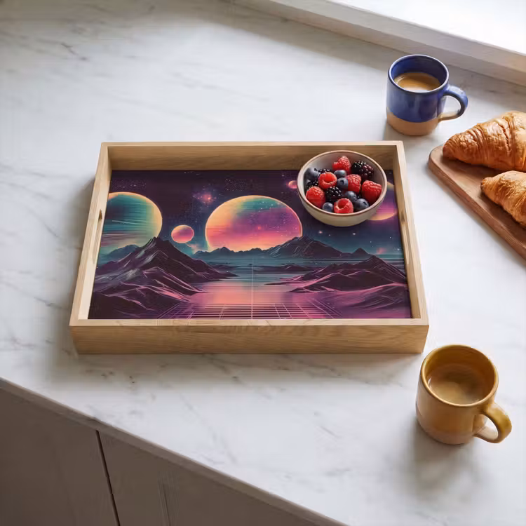 Bandeja - Paisaje - Planetas - Horizonte - Morado — 3