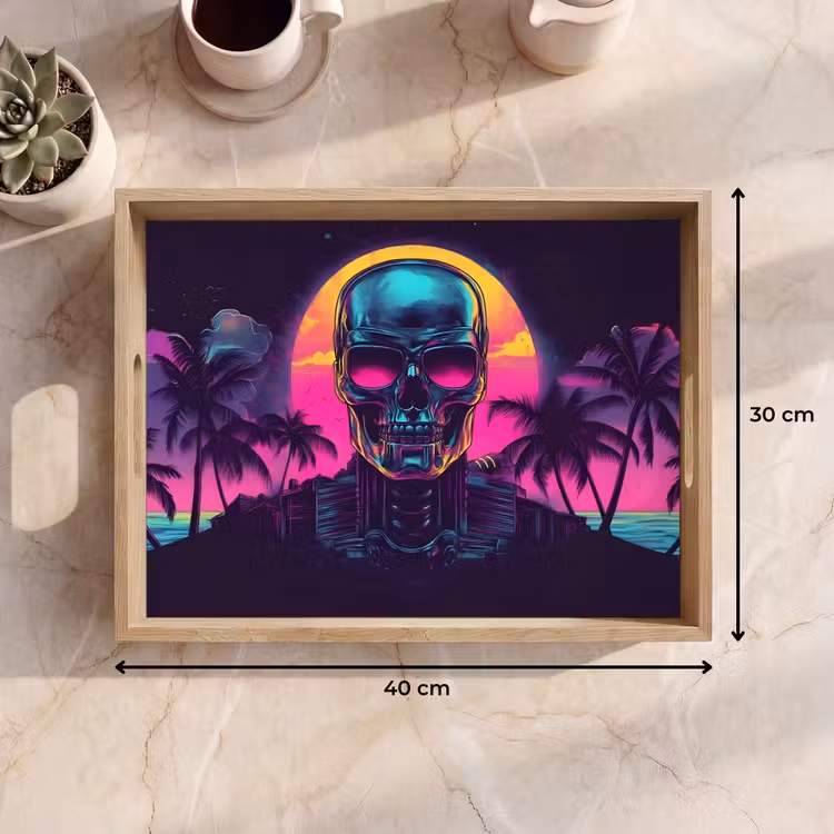 Bandeja - Palmeras - Cabeza - Metálico - Puesta de sol — 7
