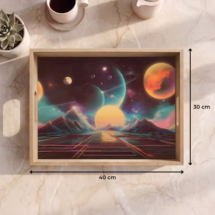Bandeja - Planetas - Neón - Paisaje montañoso - Sol — 7